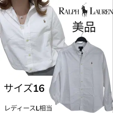 새상품급 랄프 로렌 화이트 셔츠 긴팔 여성용 L 상당 멀티 포니