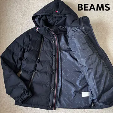 새상품급 BEAMS 다운 자켓 2WAY 후드 탈부착 네이비 L 사이즈