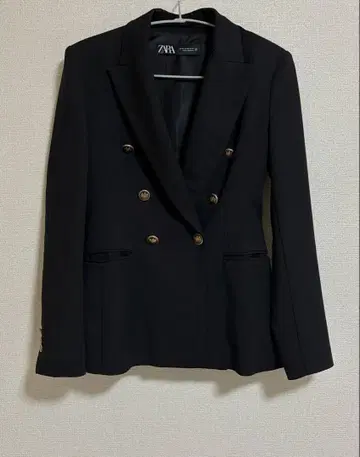 ZARA 더블 브레스트 테일러드 자켓 블레이저 골드 버튼 XS