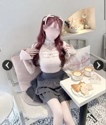 허니뮤우 레이스 초커 포함 하운드투스 체크 상의