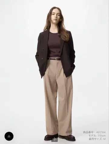 UNIQLO 턱 와이드 팬츠 베이지 M