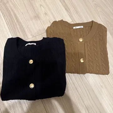 GU 케이블 메탈 버튼 가디건 2개 세트