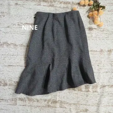 NINE 체크 무늬 머메이드 스커트 일본제 [ M상당 ]