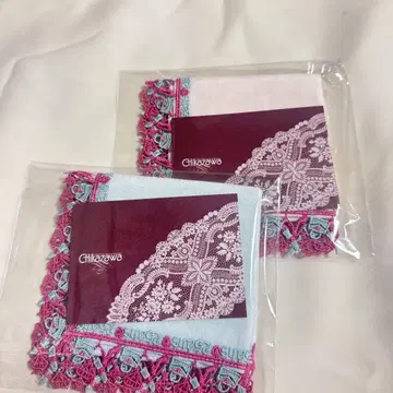 친자와 레이스 25ans 콜라보 타월 손수건 색스 블루&핑크 세트
