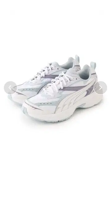 PUMA 화이트/퍼플 스니커즈 25.5