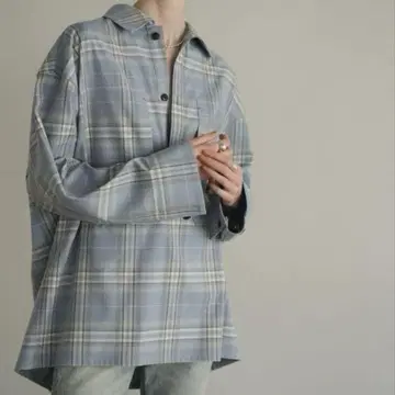 CLANE 체크 포켓 오버 셔츠