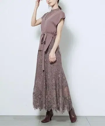 스타일 연출 2way 니트 베스트 세트 머메이드 레이스 원피스