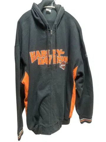 HARLEY-DAVIDSON 집업 후드티 L 그레이/오렌지