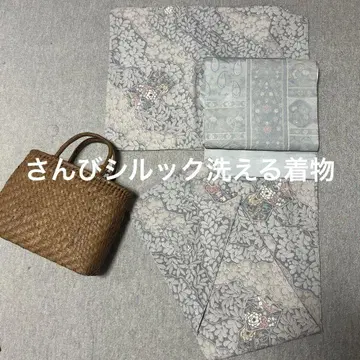 [산비] 워셔블 기모노 실룩 꽃 기모노