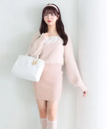 [팔크로 한정판 아이템] Yui 기획 니트 미니 원피스 올리브 데 올리브