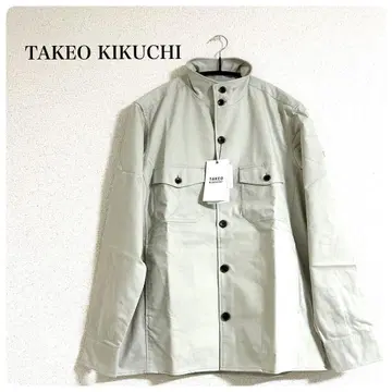 택 포함 미사용 새상품 TAKEO KIKUCHI 긴팔 블루종 셔츠 그레이
