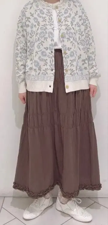 최종 가격 사만사 모스모스 셔링 캉캉 스커트 카키색