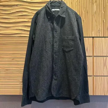 디스커버드 헤링본 블랙 절개 셔츠 블랙