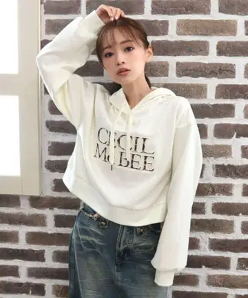 세실 맥비 엠보싱 로고 후드티 L 레오파드 레오파드 무늬