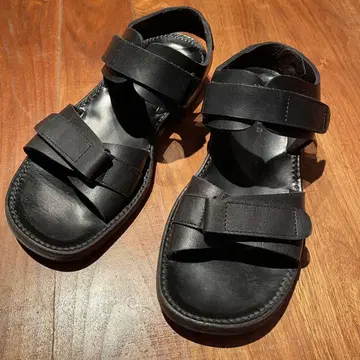 Barcan 이탈리아제 천연 가죽 샌들 블랙 남성용 26.5~27cm