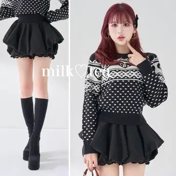 택 포함 새상품 다리치 볼륨 벌룬 미니 스커트 블랙 프리