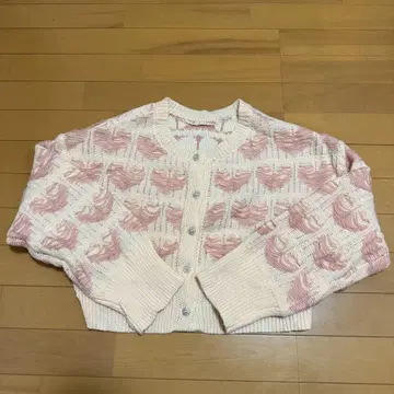 Alley by w closet 하트 니트 가디건 핑크
