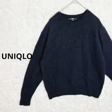 [ 유니클로 ] 모 100% 크루넥 스웨터 상의 심플 네이비 고급