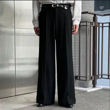 precme wide stripe slacks [ black ] L