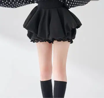 다리치 볼륨 벌룬 미니 스커트 블랙 darich