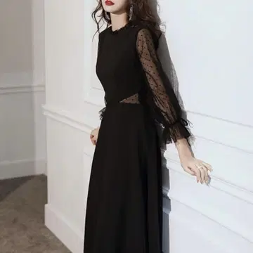 블랙 블랙 드레스 롱 파티 드레스 결혼식