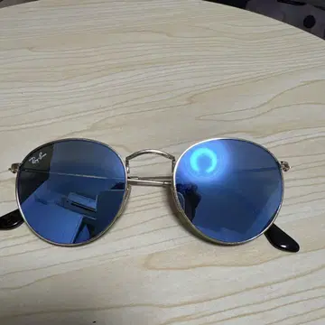 Ray-Ban 레이밴 RB3447 라운드 메탈 블루 렌즈 케이스 없음
