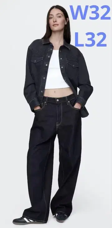 GAP 슈퍼 배기 데님 다크 인디고 린스 W32/L32