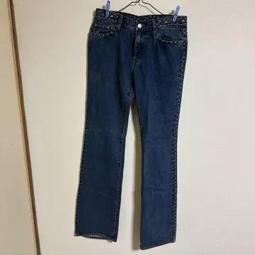 스터드 장식 다크 블루 청바지 프리 사이즈