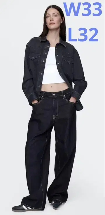 GAP 슈퍼 배기 데님 다크 인디고 린스 W33/L32