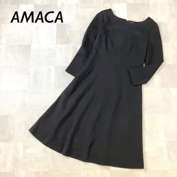 AMACA 심플 원피스 7부 소매 블랙