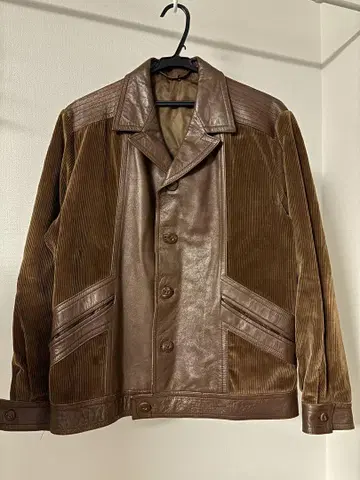 빈티지 REYPANT 브라운 가죽 코듀로이 자켓