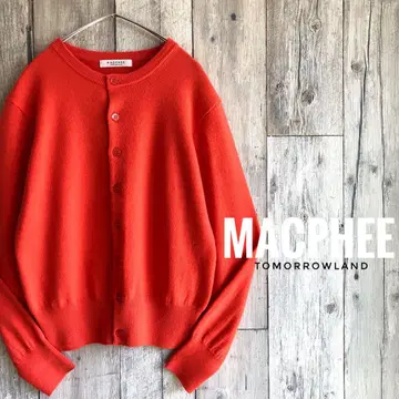 MACPHEE 맥피 크루넥 니트 가디건 오렌지 울