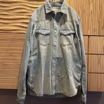 자라 ZARA 섀도우 체크 웨스턴 셔츠 네이비 L