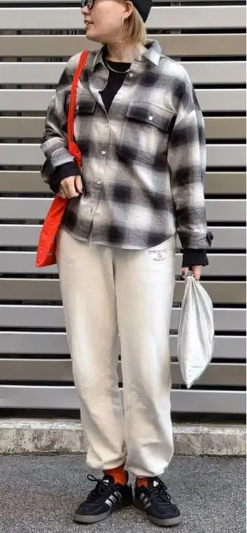퓨어세신 옴브레 체크 W 지퍼 오버 셔츠 새상품급 ZARA
