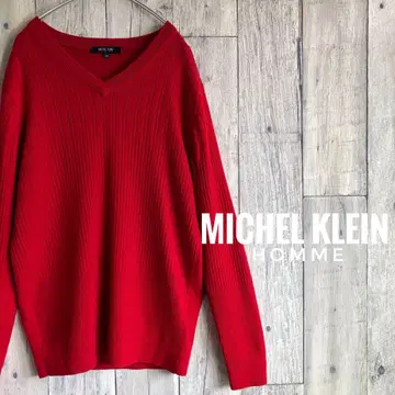 MICHEL KLEIN HOMME 미쉘클랑 옴므 울 리브 니트 빨간색