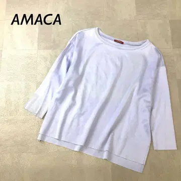 AMACA 니트 티셔츠 긴팔 7부 소매 라이트 블루
