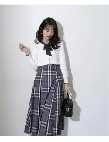 프로포션 플레어 체크 스커트