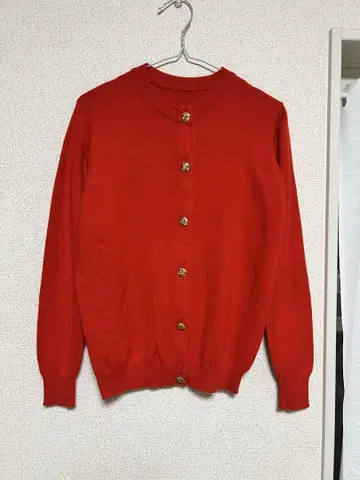 월드 캐시미어 100% 레드 긴팔 가디건