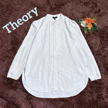 새상품급 Theory 띠어리 밴드 카라 블라우스 퍼프 슬리브 화이트 S