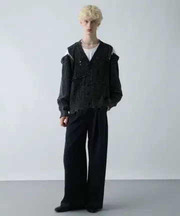 BIG 데미지 ZIP 가디건 블랙