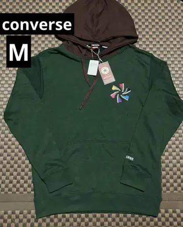 [ 새상품 ] CONVERSE 스와르 로고 후드티 그린