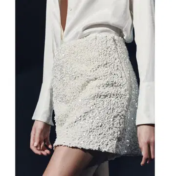 ZARA 화이트 스팽글 스커트