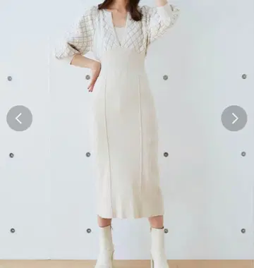 MERCURYDUO 퀼팅 자카드 니트 원피스
