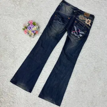 DriveJeans 플레어 데님 청바지 로우라이즈 USA 자수 25