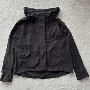 Vintage 후드 부착 밀리터리 자켓 L 면100 블랙