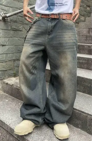 다크 그레이 와이드 레그 데님