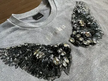 PINKO 핑코 맨투맨 트레이닝복 그레이 스팽글 윙 M