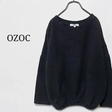 OZOC 오조크 드롭 숄더 복슬복슬 V넥 니트 블랙 심플