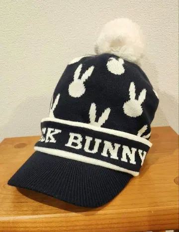 Jack Bunny!! 토끼 패턴 니트 모자 네이비