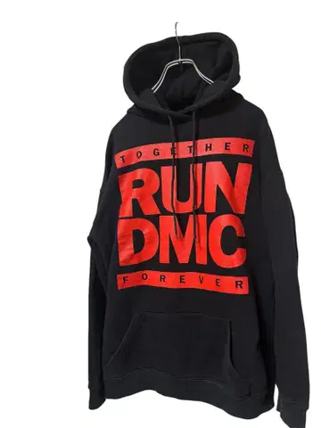 RUN DMC 로고 후드티 블랙/레드